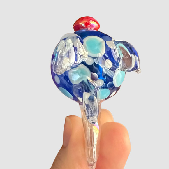 Glass Blue Blowfish 5" Wire Note Holder, EUC0 - Picture 5 of 5